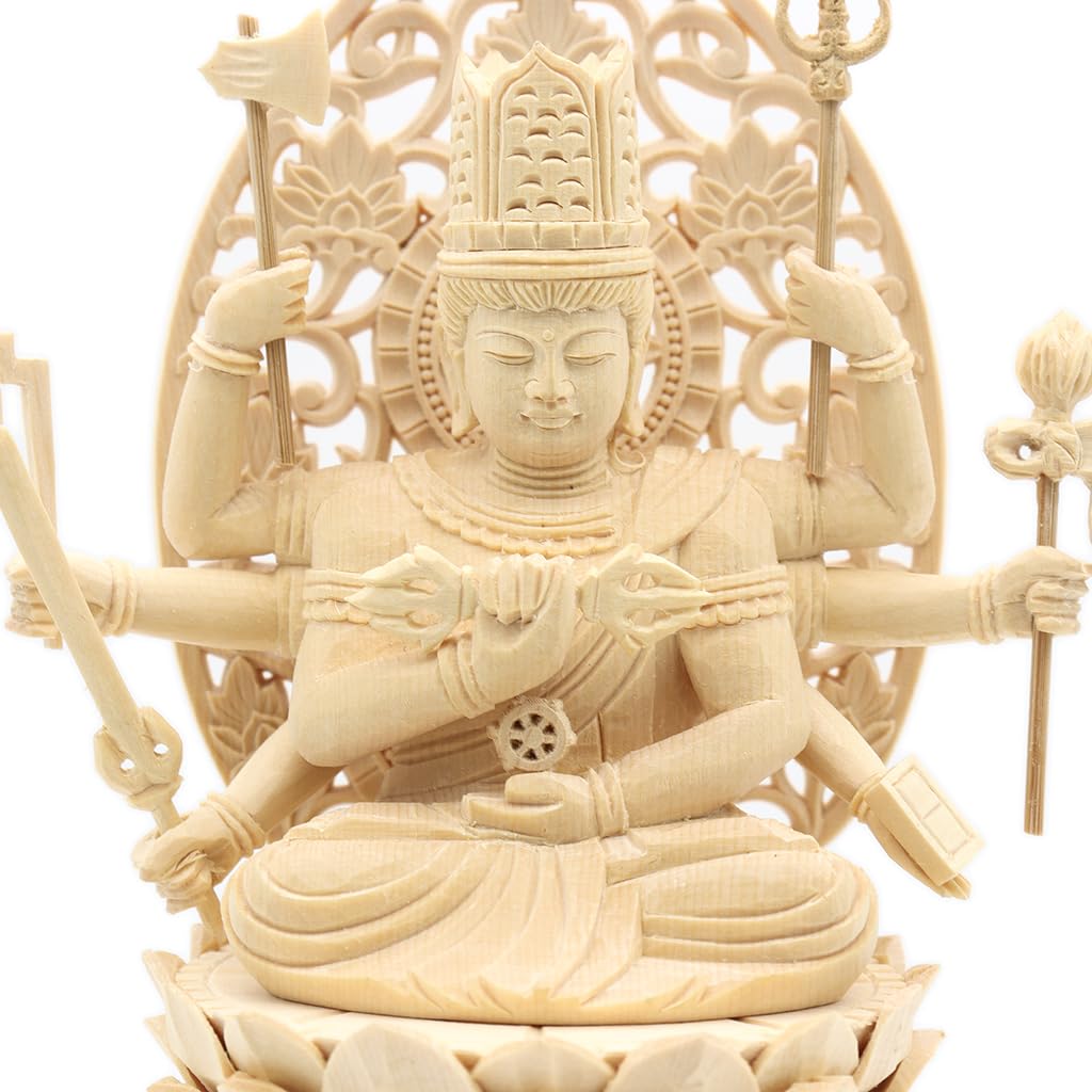 フォロー割・匿名配送】 座像総高さ約25㎝一面六臂神像仏像坐像置物